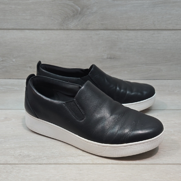 Fitflop Women RallyLeather Platform Black Cush Slip-On Shoes Sneakers Shoes Sz 7 - Picture 2 of 14